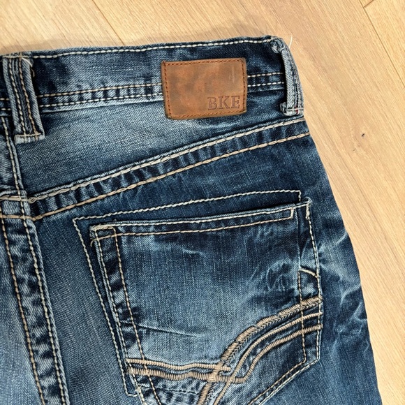 BKE Tyler Men's straight denim Jeans thick stitch 34 Long western whiskers - Picture 5 of 10